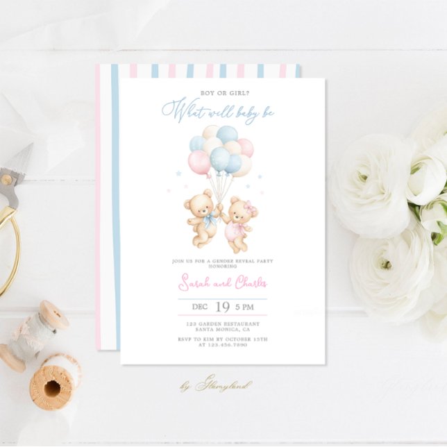 Invitation au Baby shower d'ours pour révélation d (Créateur téléchargé)