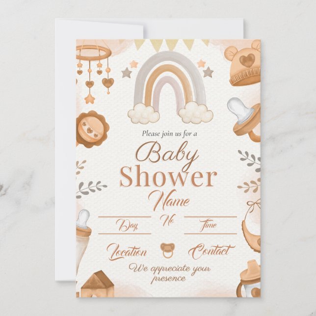Invitation au Baby shower doux (Devant)