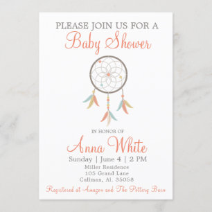 Invitation au Baby shower Dream Catcher