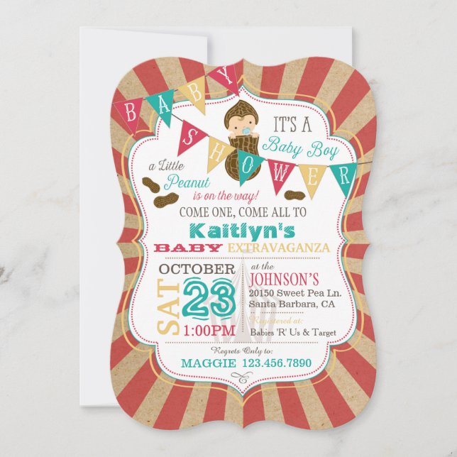 Invitation au Baby shower du Carnaval de Little Pe (Devant)