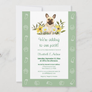 Invitation au Baby shower du chien de taureau vert