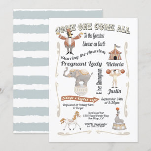 Invitation au Baby shower du cirque Big Top
