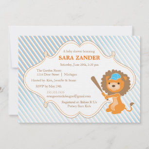Invitation au Baby shower du lion de baseball
