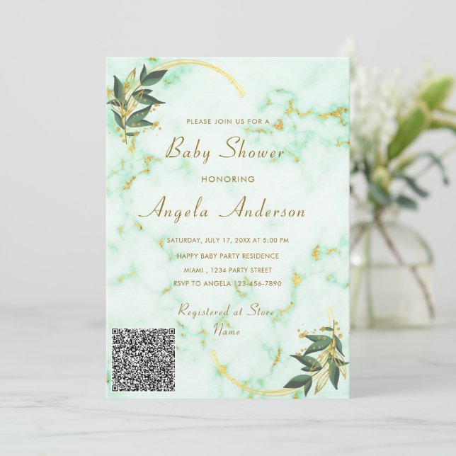 Invitation au Baby shower du Marbre blanc d'or du  (Debout devant)