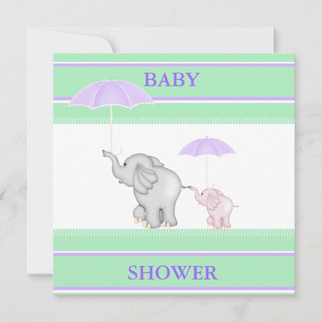 INVITATION AU BABY SHOWER DU PARAPLUIE DE MINE/POU (Devant)