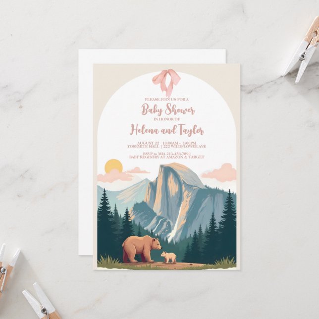 Invitation au Baby shower du parc national | Baby  (Devant/Arrière en situation)