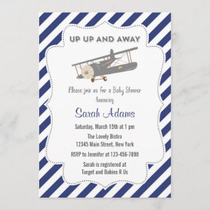 Invitation au Baby shower du plan Vintage Bleu