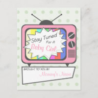 Invitation au Baby shower d'un téléviseur rose Ret