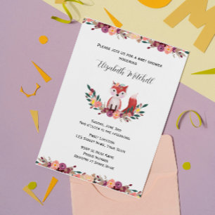 Invitation au Baby shower Elegant Woodland Fox