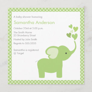 Invitation au Baby shower Elephant Hearts - Garçon
