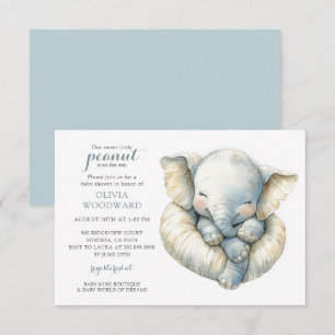 Invitation au Baby shower éléphant neutre pour le