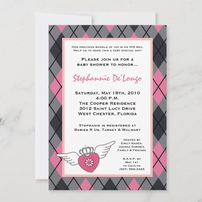Invitation au Baby shower EMO de {TBA}5x7 Girl Pun (Devant)