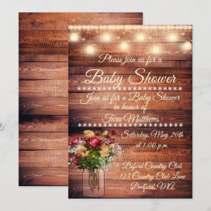 Invitation au Baby shower en bois neutre