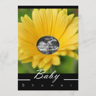 Invitation au Baby shower "Enfant Fleur" Jaune
