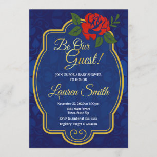 Invitation au Baby shower Fairytale Rose enchantée