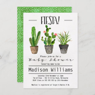 Invitation au Baby shower Fiesta Cactus