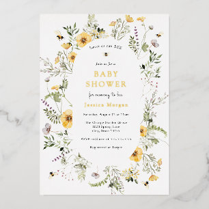 Invitation au Baby shower Fleur sauvage délicat et