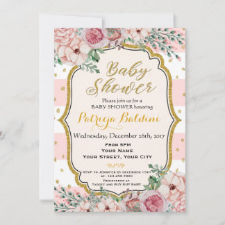 Invitation au Baby shower floral