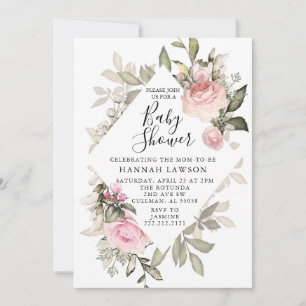Invitation au Baby shower floral