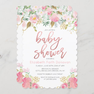 Invitation au Baby shower floral