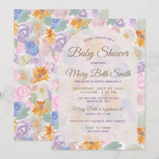 Invitation au Baby shower floral