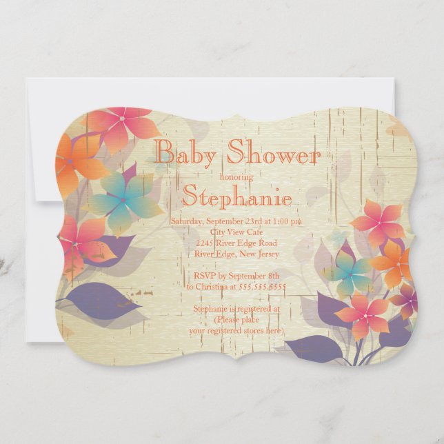 Invitation au Baby shower floral d'automne moderne (Devant)