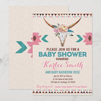 Invitation au Baby shower floral de Boho tribal