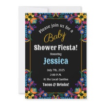 Invitation au Baby shower Floral de Fiesta mexicai