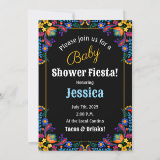Invitation au Baby shower Floral de Fiesta mexicai