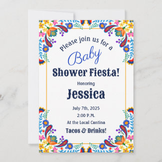 Invitation au Baby shower Floral de Fiesta mexicai