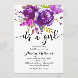 Invitation au Baby shower floral de la lavande vio