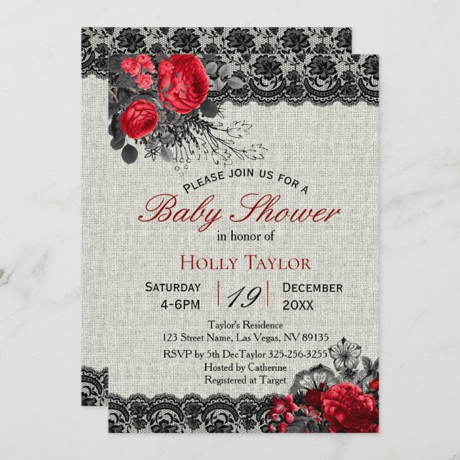 Invitation au Baby shower floral de la Saint-Valen (Devant / Derrière)