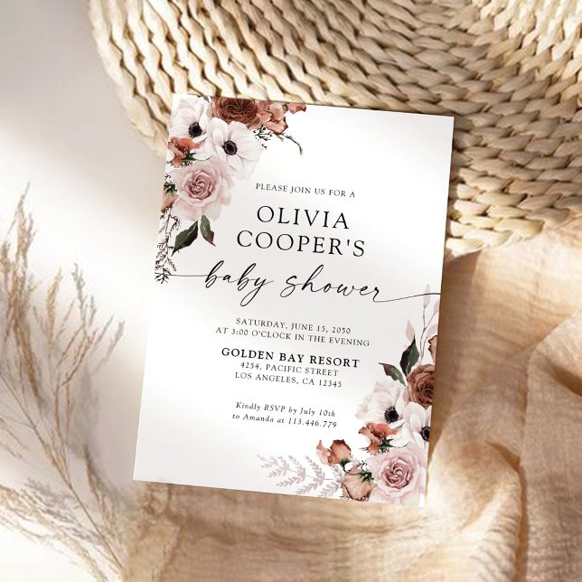 Invitation au Baby shower floral de soie (Créateur téléchargé)