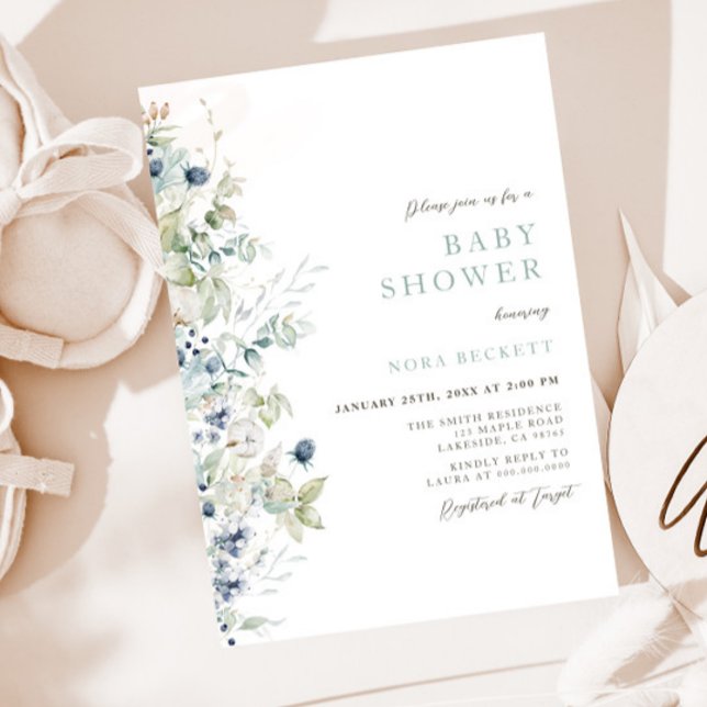 Invitation au Baby shower Floral d'hiver (Créateur téléchargé)