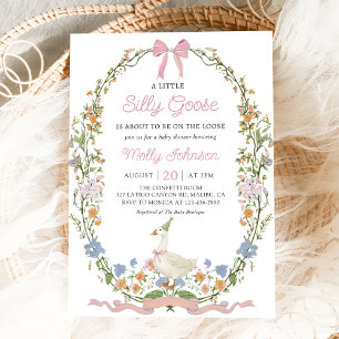Invitation au Baby shower floral d'oie soie