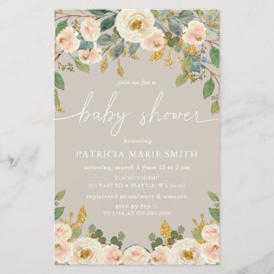 Invitation au Baby shower floral du budget