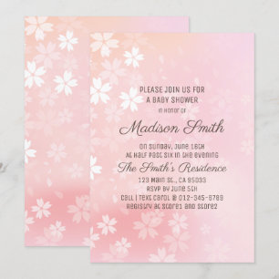 Invitation au Baby shower floral en fleurs de ceri