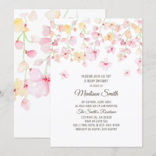 Invitation au Baby shower floral en fleurs de ceri