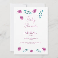 Invitation au Baby shower Floral Violet