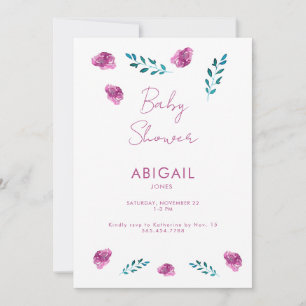 Invitation au Baby shower Floral Violet