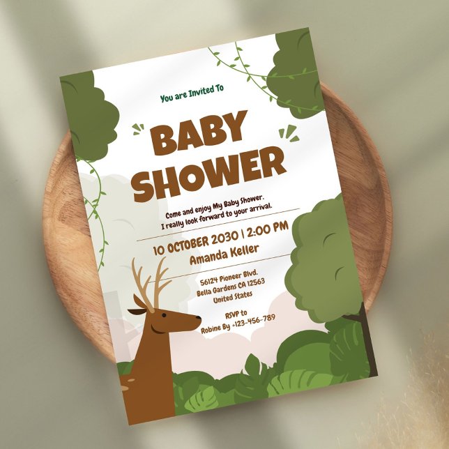 Invitation au Baby shower forestier (Créateur téléchargé)
