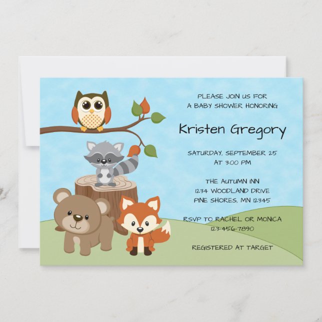 Invitation au Baby shower forestier (Devant)