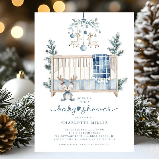 Invitation au Baby shower forestier d'hiver (Créateur téléchargé)