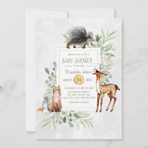 Invitation au Baby shower forestier vert