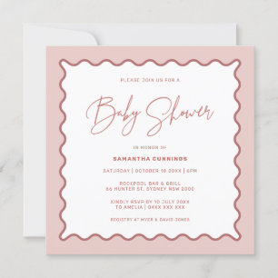 Invitation au Baby shower frontalier vague