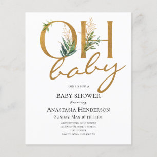 Invitation au Baby shower Gold Elegant Budget.