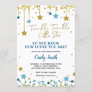 Invitation au Baby shower Gold Little Star Twinkle