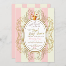 Invitation au Baby shower Gold Princess