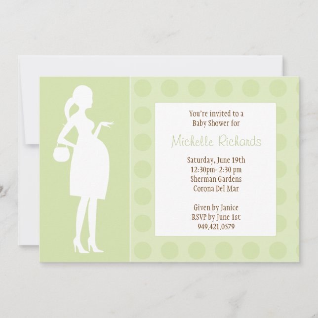 Invitation au Baby shower Green Dots (Devant)