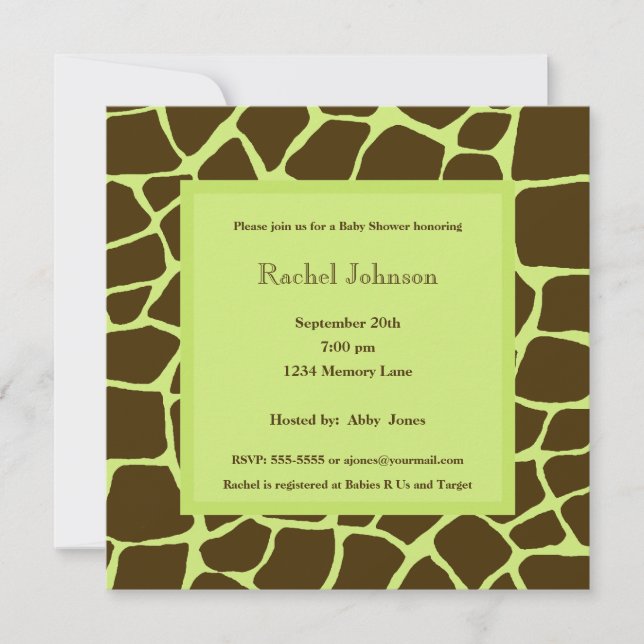 Invitation au Baby shower Green Gariffe (Devant)